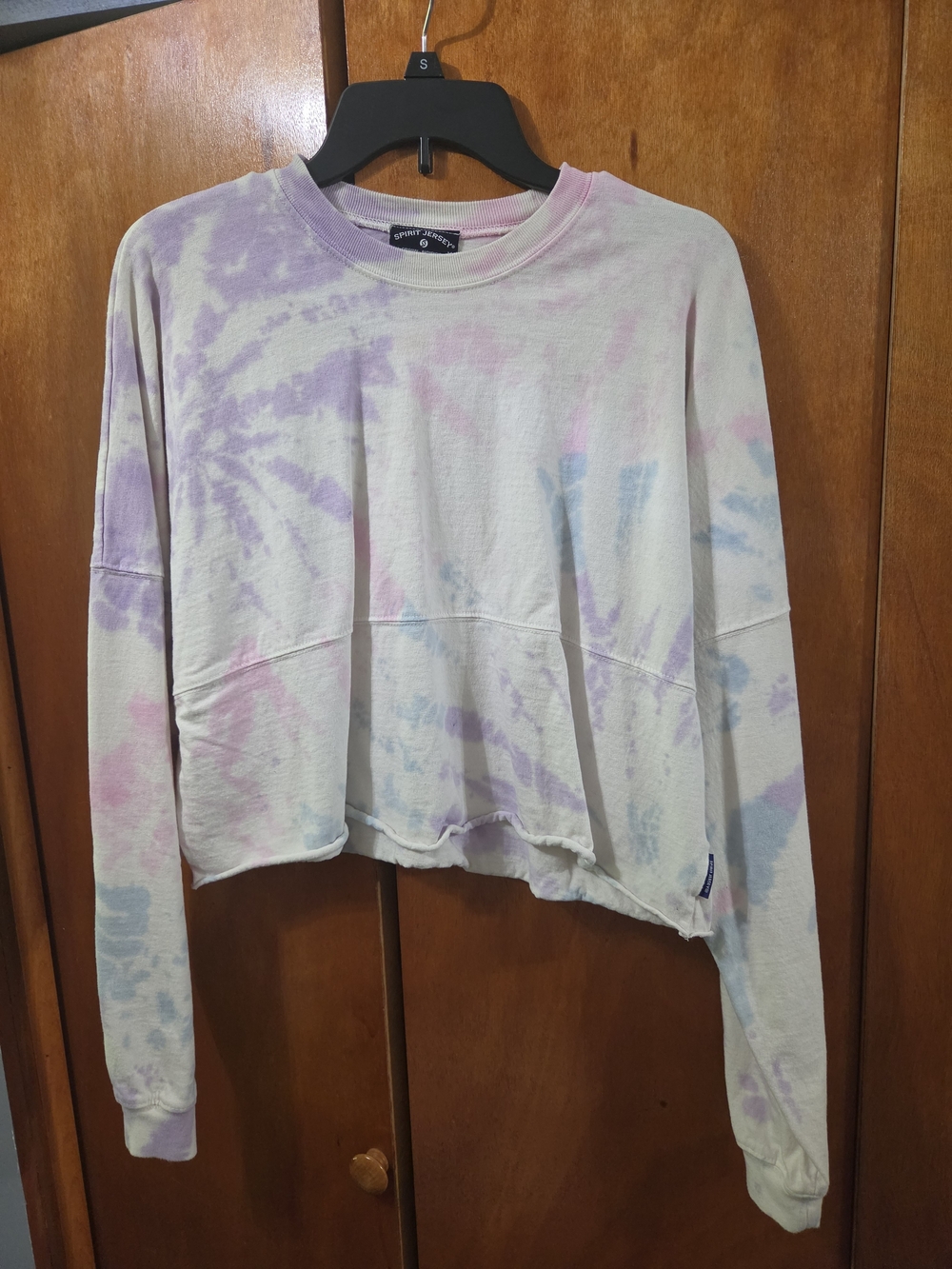 Tie-Dye Pastel Long Sleeve Crop Top - Lavender & Pink